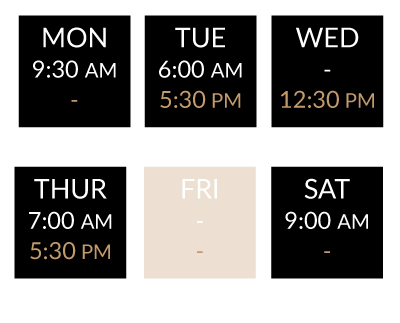 Class dates at Revolve Fitness