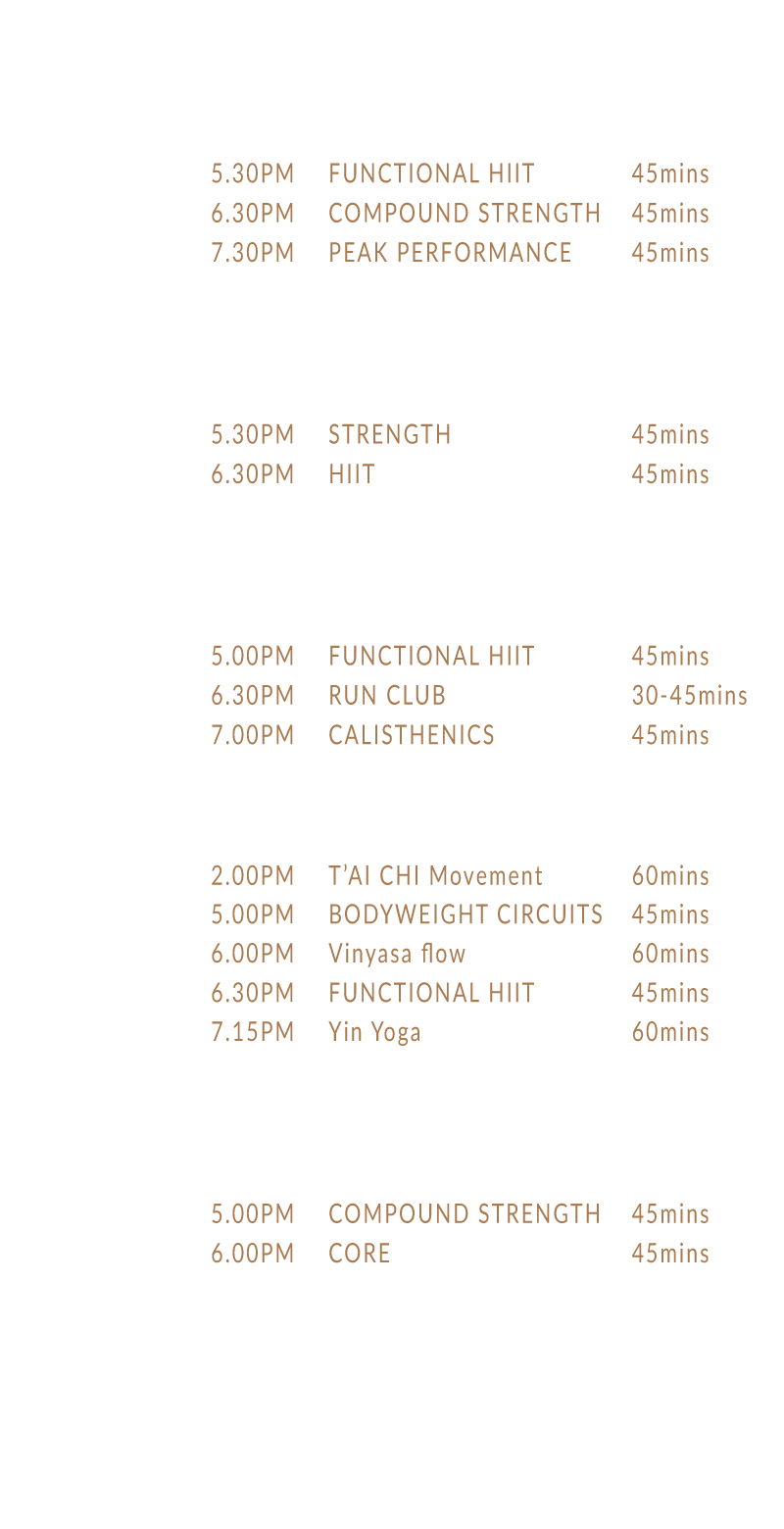 Revolve Fitness and Training, Gym timetable in Holmes Chapel
