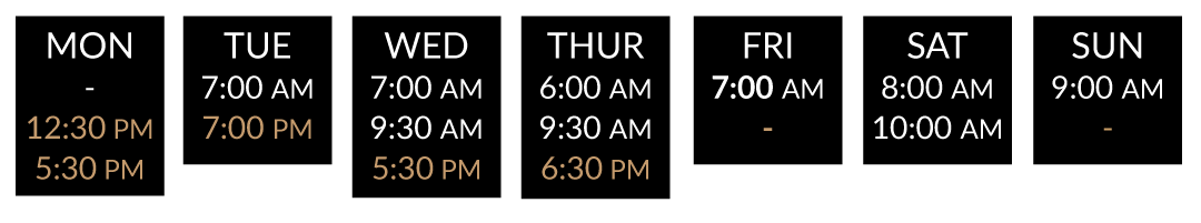 Class dates at Revolve Fitness