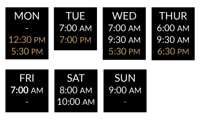 Class dates at Revolve Fitness