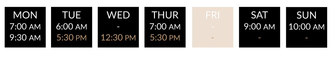 Class dates at Revolve Fitness