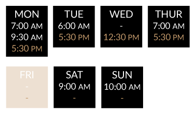 Class dates at Revolve Fitness