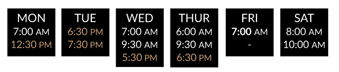 Class dates at Revolve Fitness