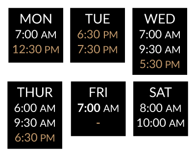 Class dates at Revolve Fitness