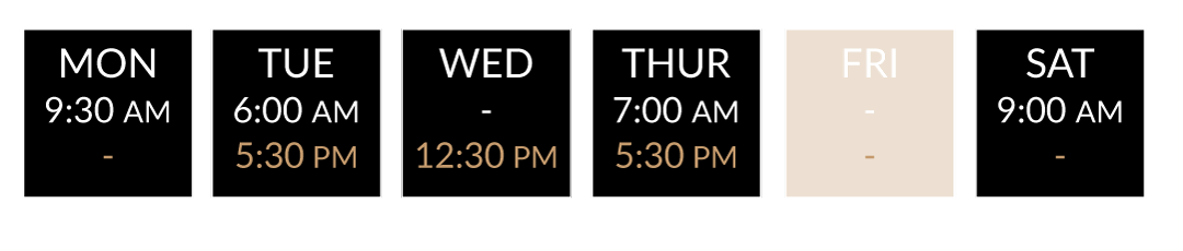 Class dates at Revolve Fitness