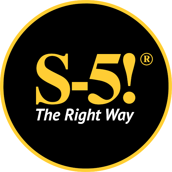 S-5! logo in black circle with yellow border and “The Right Way” tagline