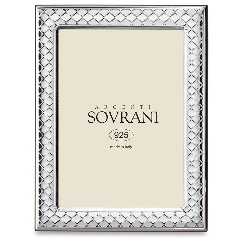 cornice in argento con texture a rombi