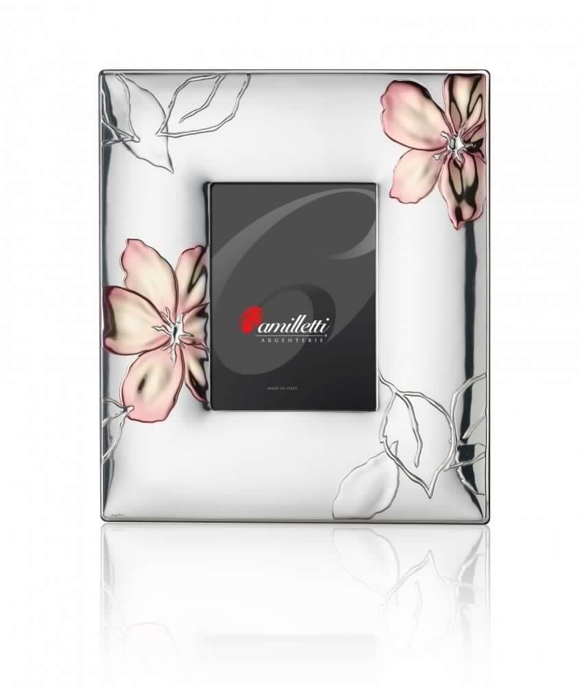 piccola cornice in argento con fiori