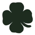 A black silhouette of a four leaf clover on a white background