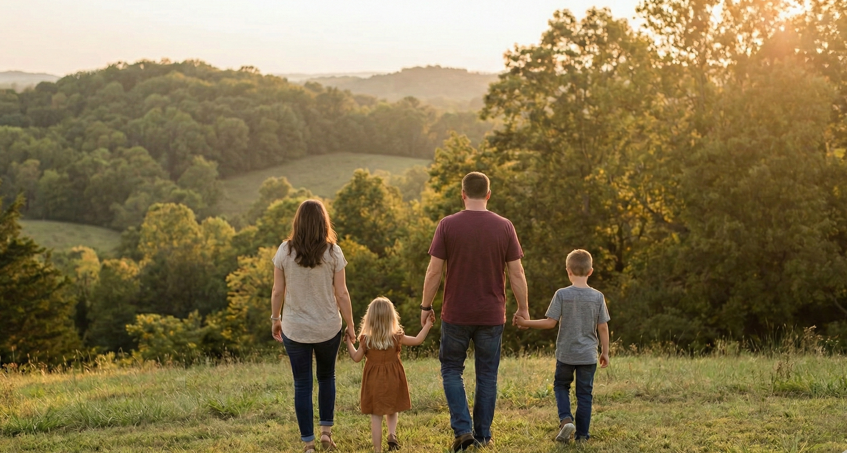 Palm trees against a blue and golden sky.