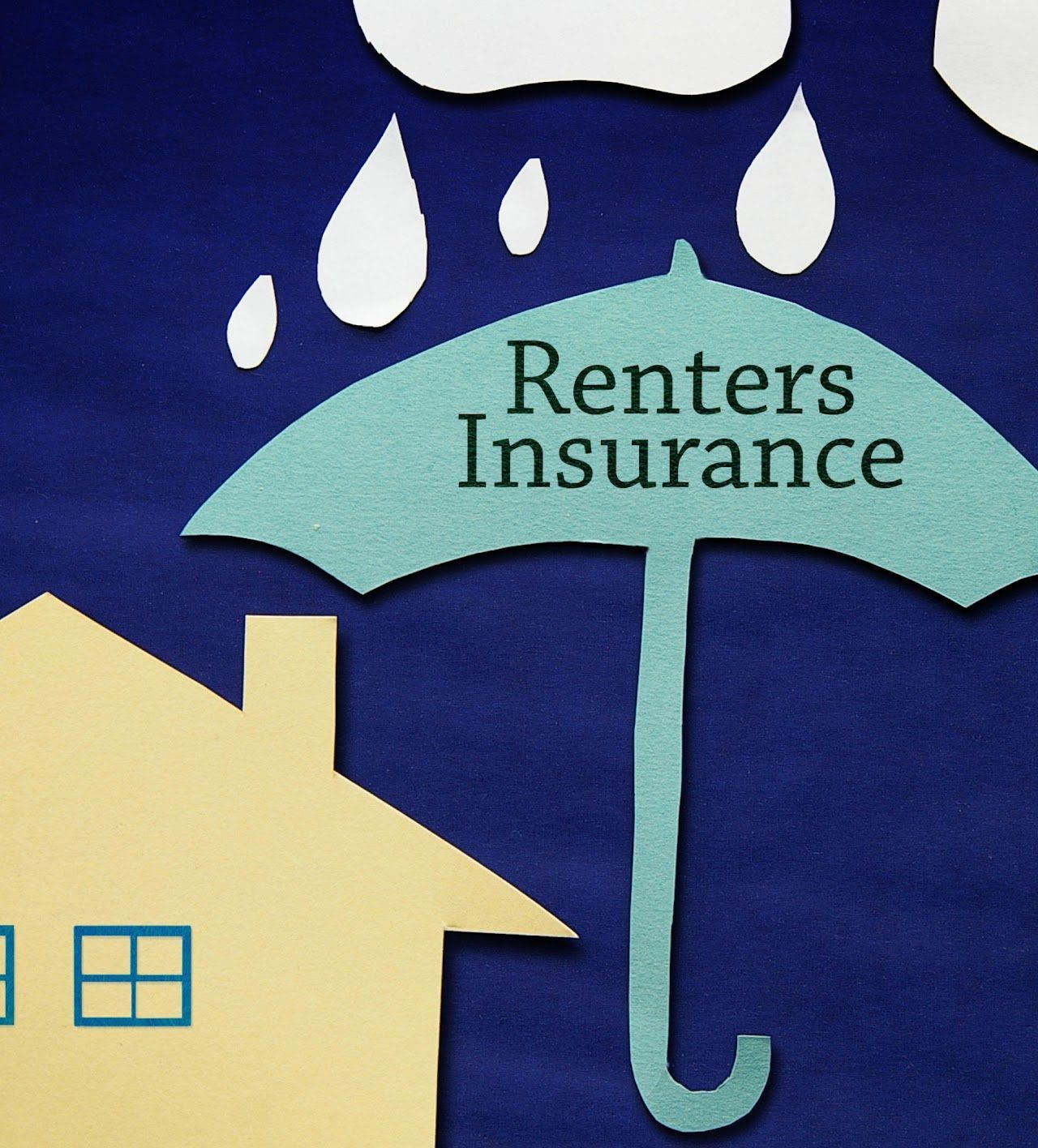 a house is under an umbrella that says renters insurance