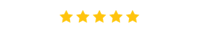 5 Star Review A row of yellow stars on a white background.