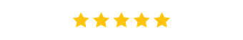 5 Star Review A row of yellow stars on a white background.