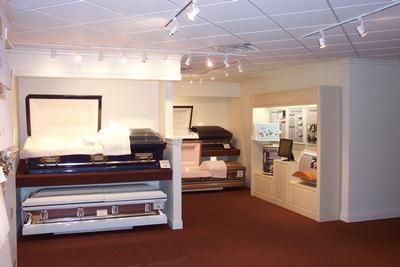 A room with a lot of coffins in it