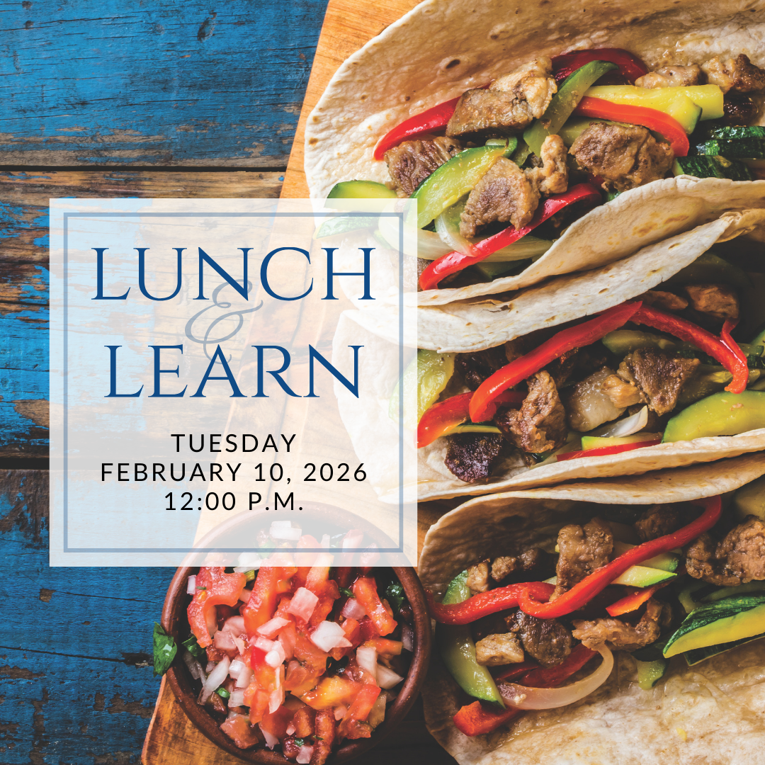 a plate of sandwiches on a table with the words lunch & learn on it