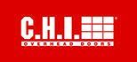 CHI Overhead Doors logo on red background.