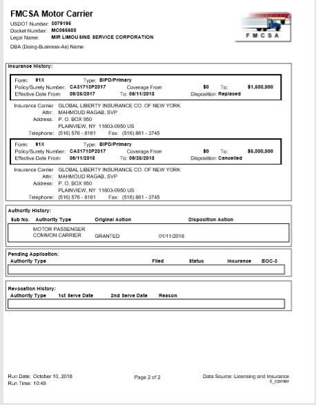 A screenshot of a document from fwcsa motor carrier