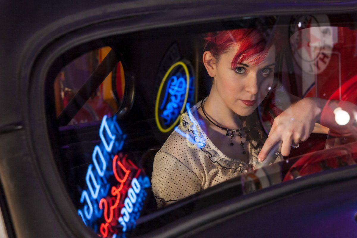 through a car window