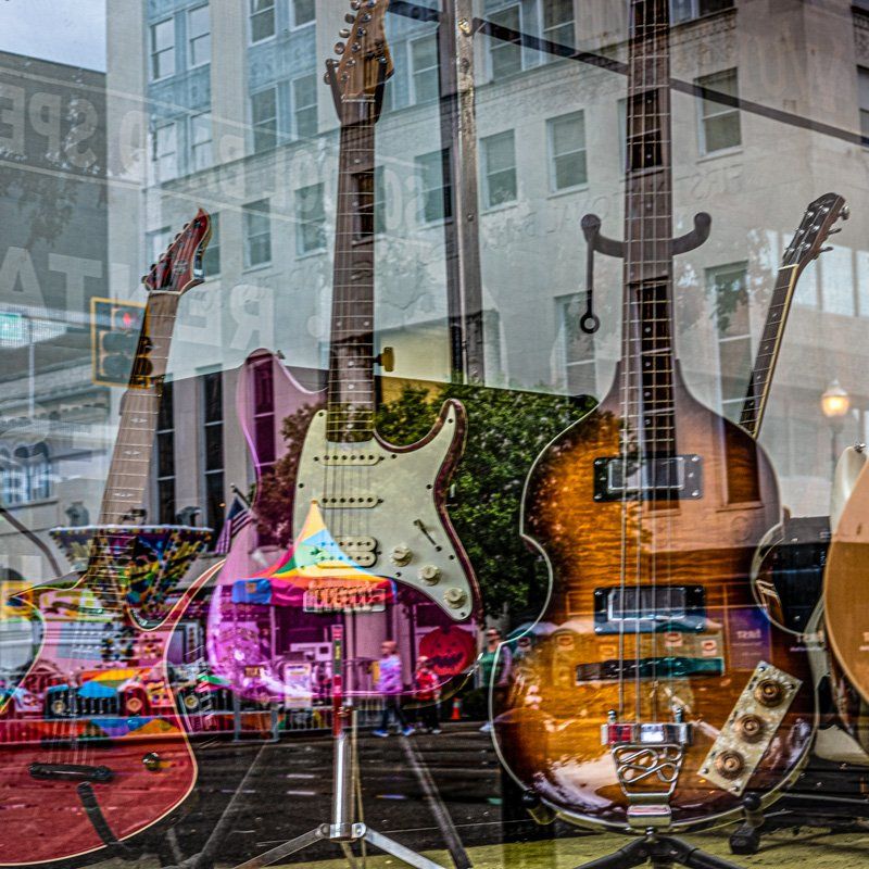 music store window