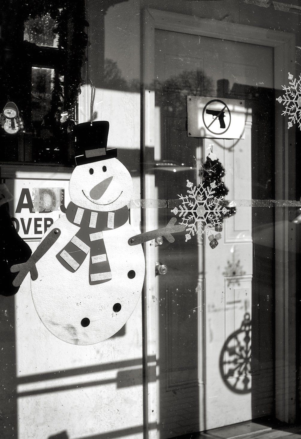 adult video store window