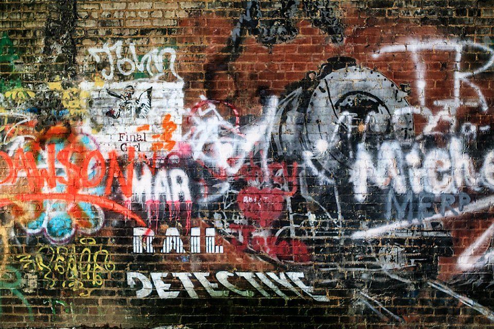 Graffiti inside Moonville Tunnel