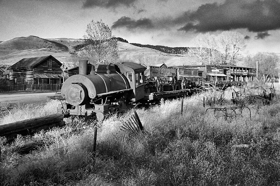 Steam Engine Nevada City Black & White