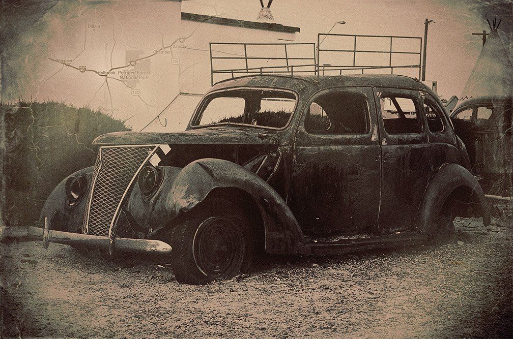 Old car & luggage rack, Holbrook AZ