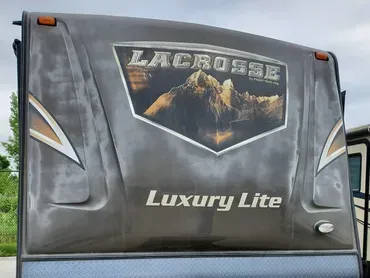The back of a lacrosse luxury lite camper