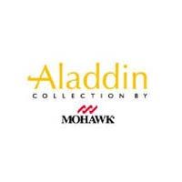 Aladdin Collection by Mohawk logo, gold text on white, red/white Mohawk logo.