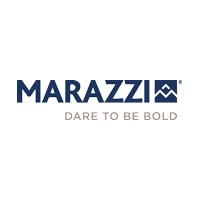 Marazzi logo: blue text with mountain symbol, 