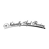 Logo for Naturally Aged Flooring, script font, black text on white.