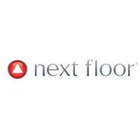 Next Floor logo: red arrow pointing up inside a red circle, next to the words 