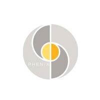 Logo of Phenix, a stylized gray and yellow circular design.