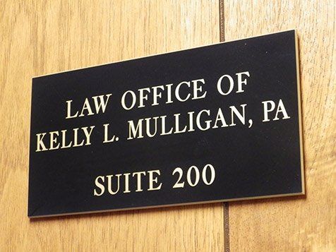 Door Sign - The Law Office of Kelly Mulligan in Bel Air, MD