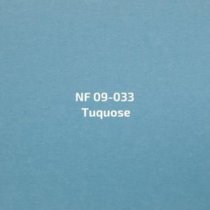 Een lichtblauwe achtergrond met de woorden nf 09-033 turquoise erop