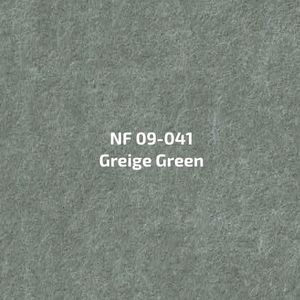 Een close-up van een vel papier met de woorden `` nf 09-041 greige green '' erop geschreven.