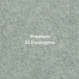 Een close-up van een vel papier met de woorden `` premium 22 eucalyptus '' erop geschreven.