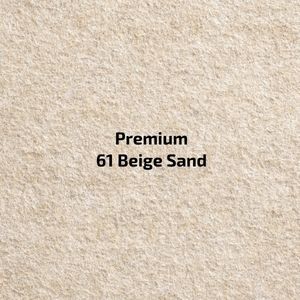 Een close-up van een vel papier met de woorden `` premium 61 beige sand '' erop geschreven.