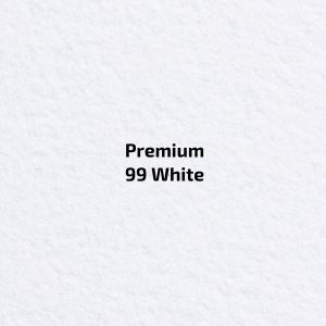 Een stuk wit papier met de woorden `` premium 99 white '' erop geschreven.