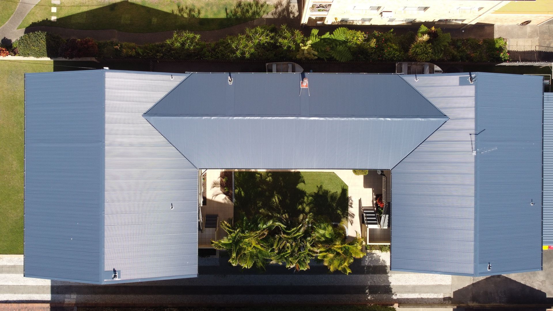 New Colorbond roof replacement completed on a Gold Coast home by Skyview Roofing