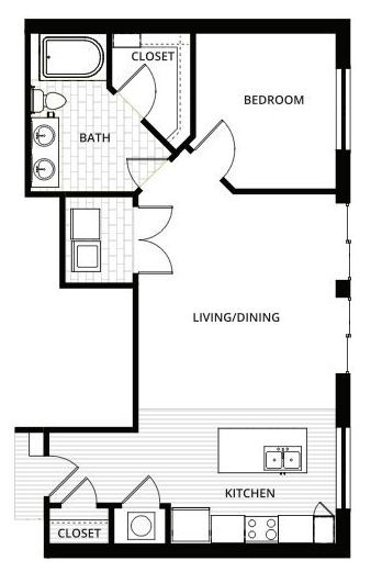 a2 1 bed floor plan