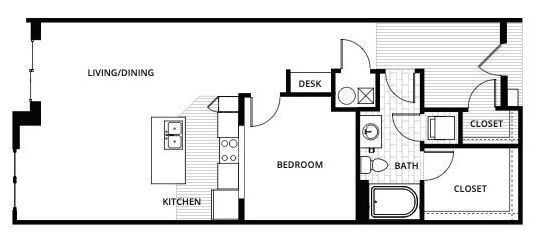 a1 1 bed floor plan