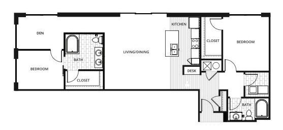 b1 2 bed floor plan