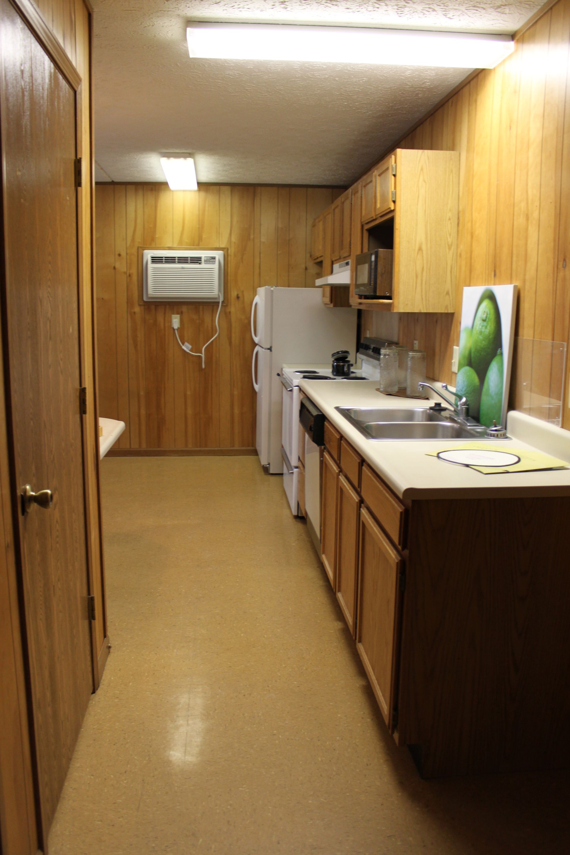 Photo showing a kitchen seen from the entrance