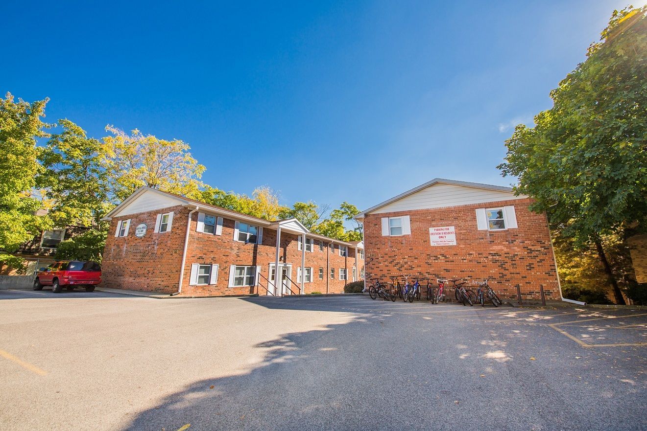 Photo showing a pair of buildings from a distance