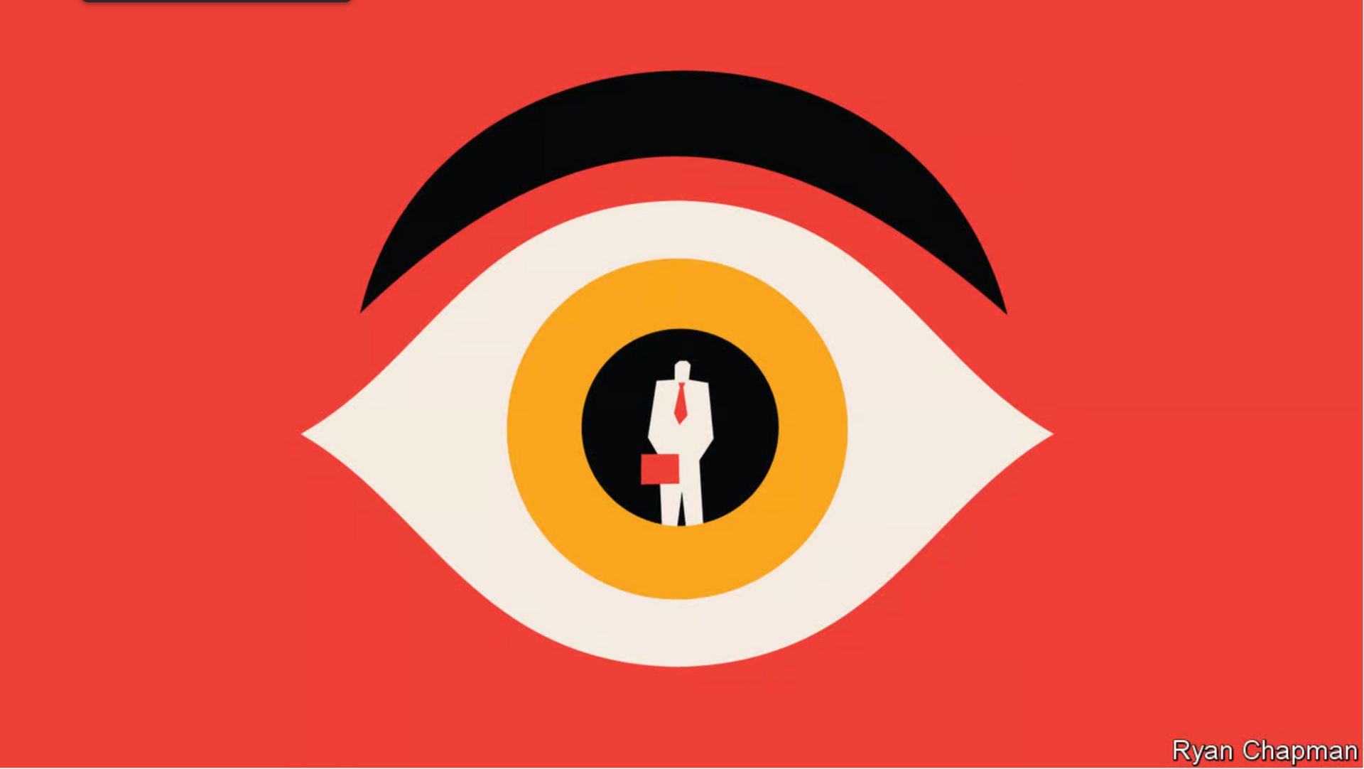 A man is standing in the center of an eye.