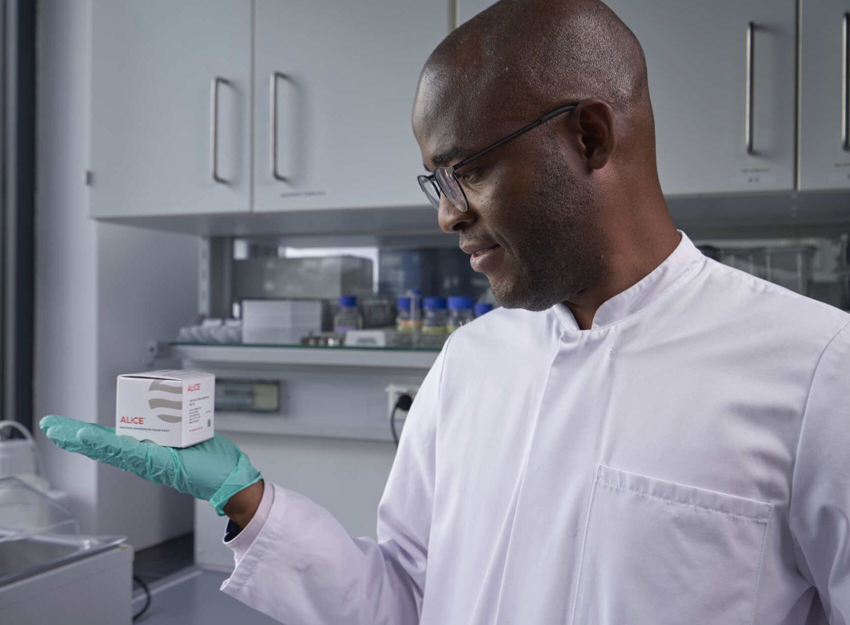 Scientist setting up protein gel