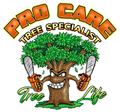 A cartoon tree with an angry, grinning face holding two chainsaws, beneath the words 