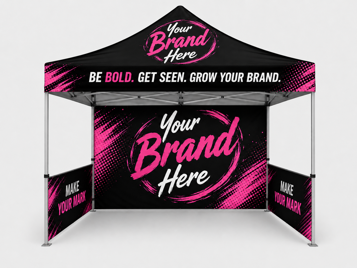 Custom Canopy Top, Frame, Full Back Wall, and Two Half Side Walls Package