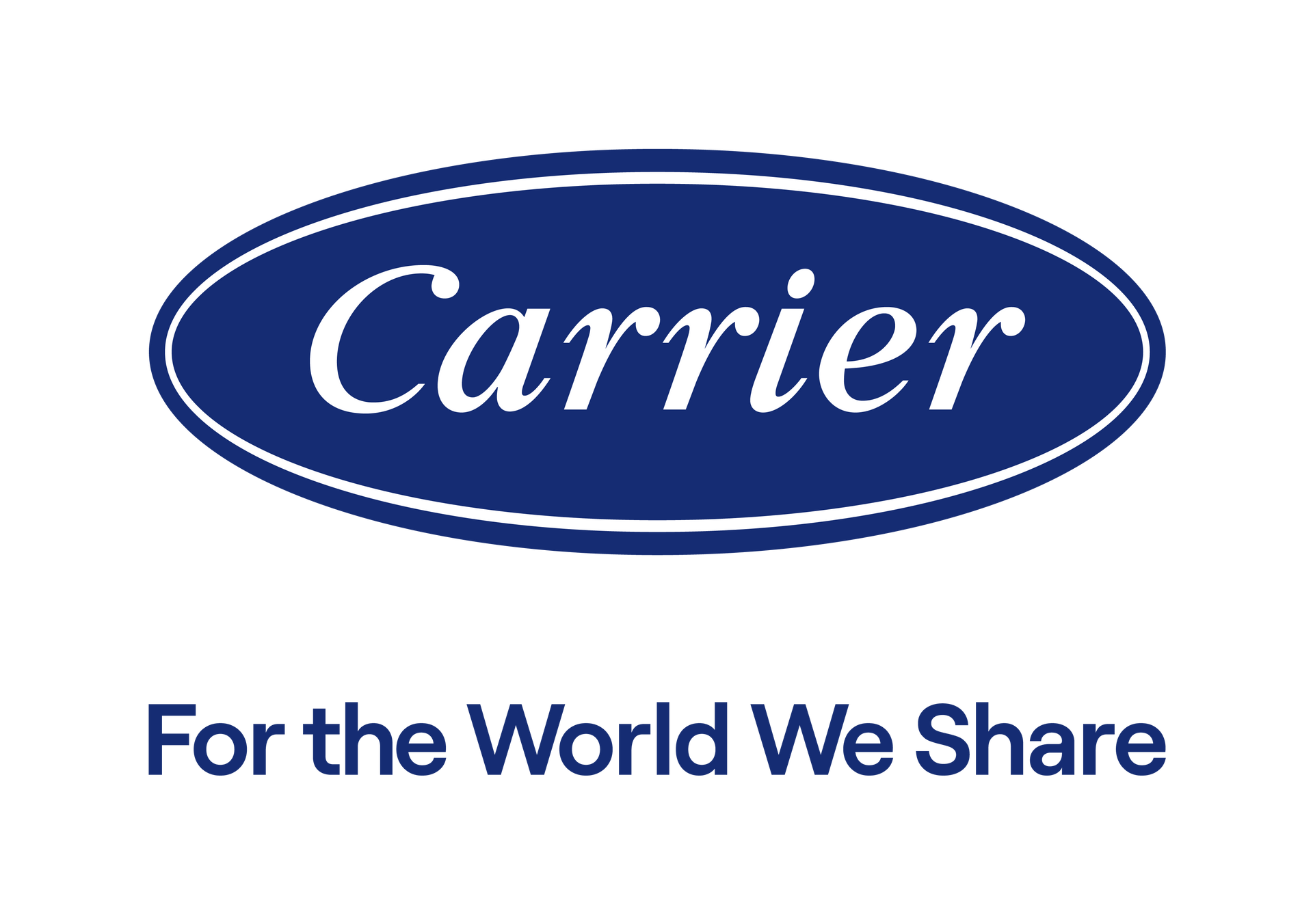 Carrier logo: Blue oval with white text